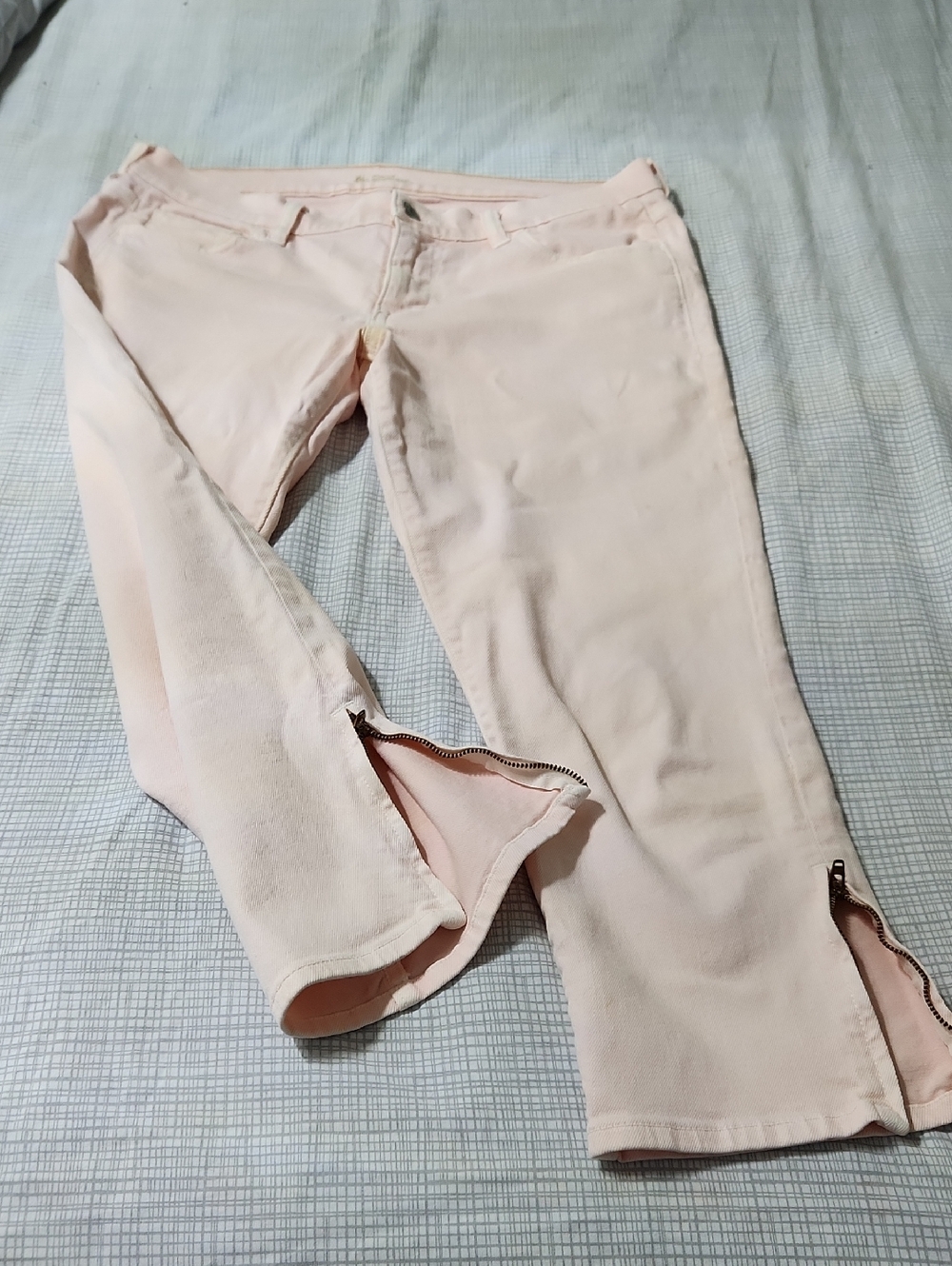 Old Navy Pale Pink Straight Leg Pants with Ankle Zippers